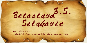 Beloslava Selaković vizit kartica